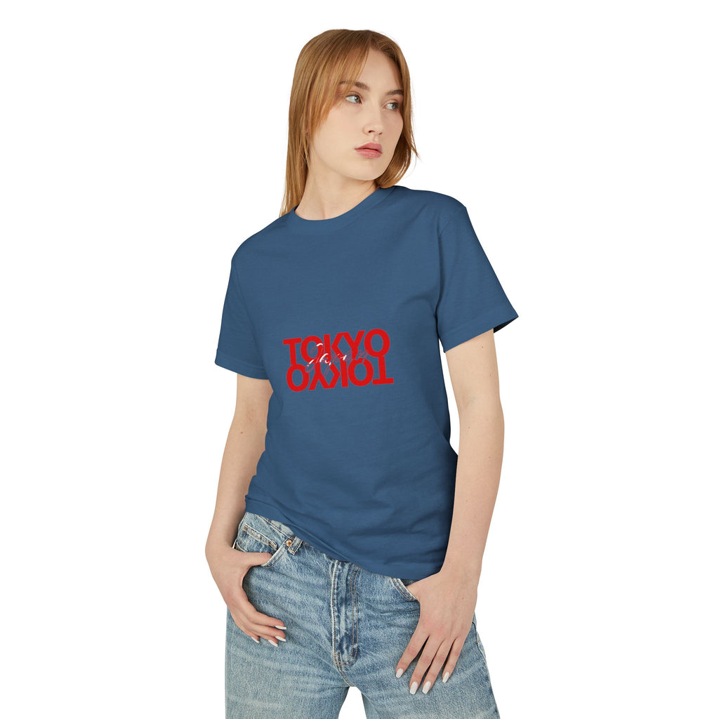 Tokyo Mirror Tee — Cream Cotton T-Shirt with Red Reversed 'TOKYO' Design