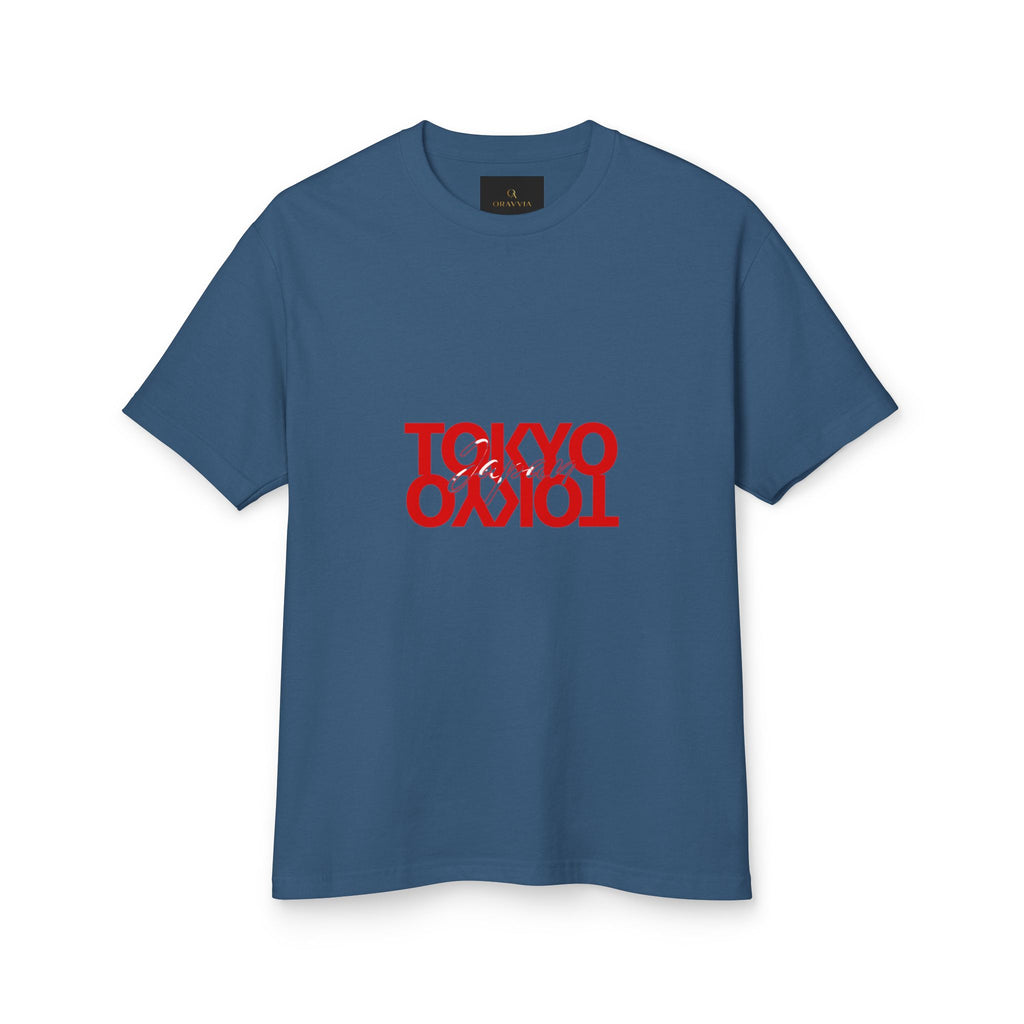 Tokyo Mirror Tee — Cream Cotton T-Shirt with Red Reversed 'TOKYO' Design
