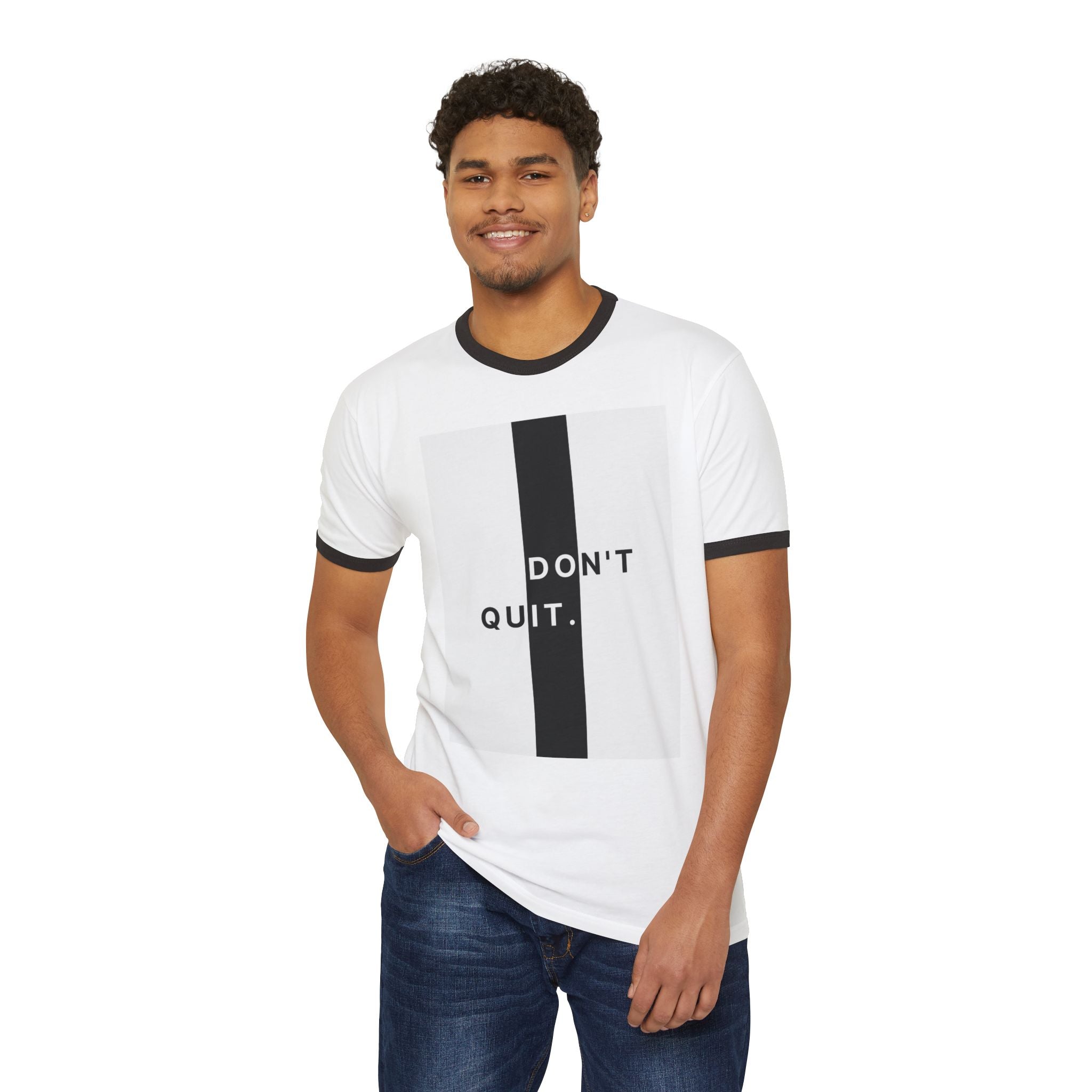 Don't Quit Ringer T-Shirt — Minimal Motivational Graphic Tee