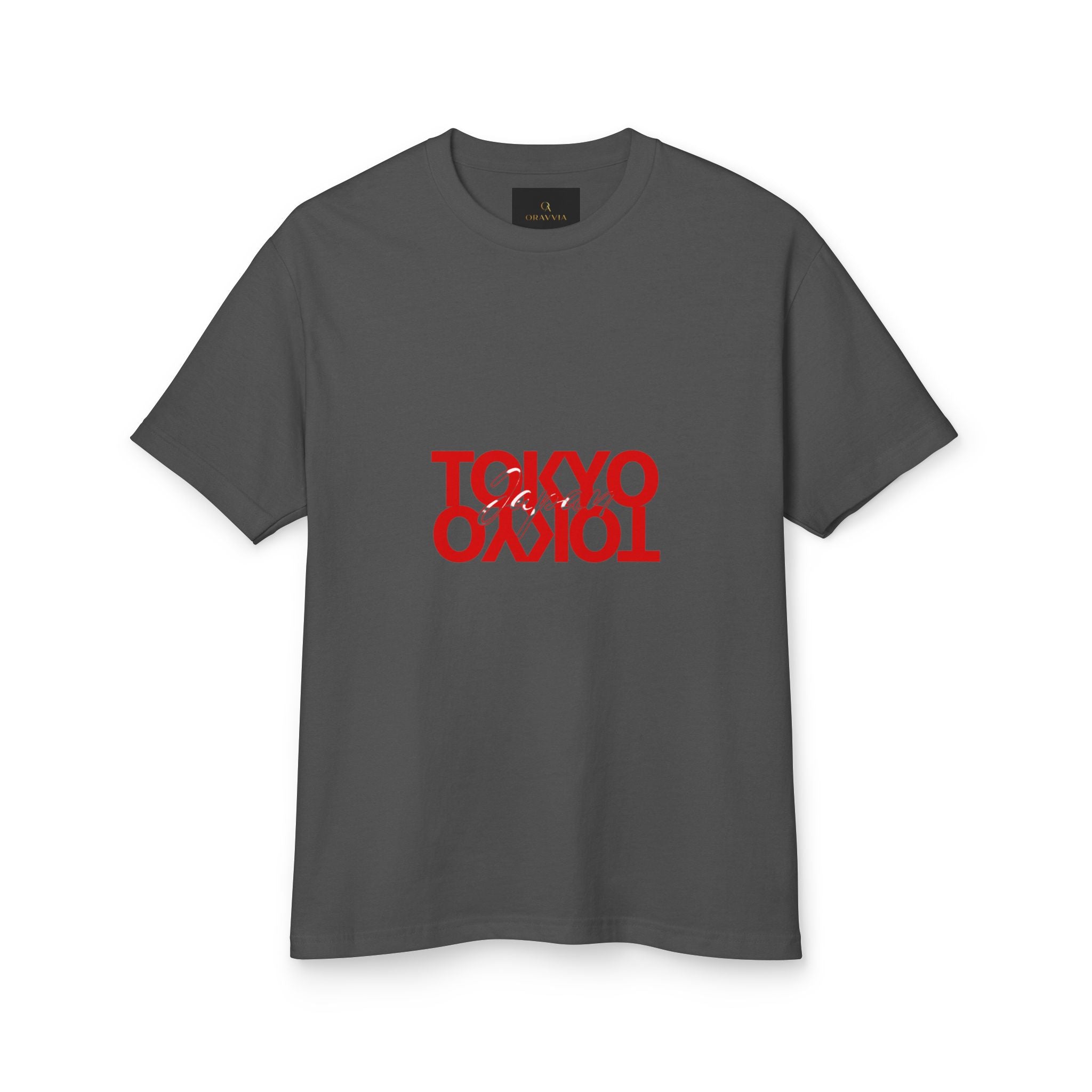 Tokyo Mirror Tee — Cream Cotton T-Shirt with Red Reversed 'TOKYO' Design