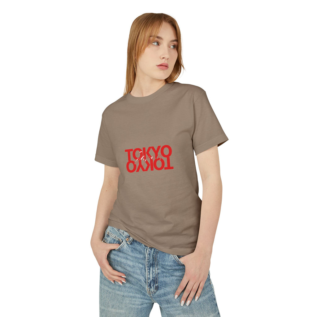 Tokyo Mirror Tee — Cream Cotton T-Shirt with Red Reversed 'TOKYO' Design