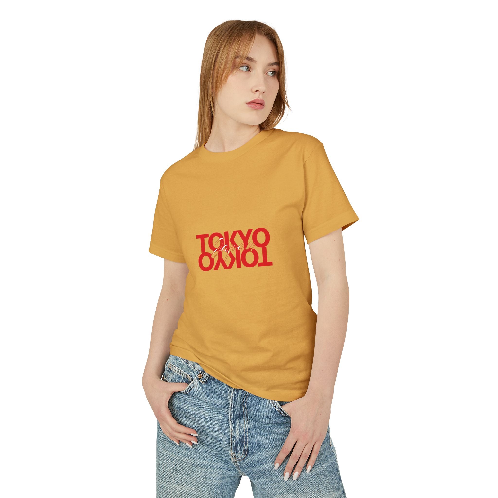 Tokyo Mirror Tee — Cream Cotton T-Shirt with Red Reversed 'TOKYO' Design