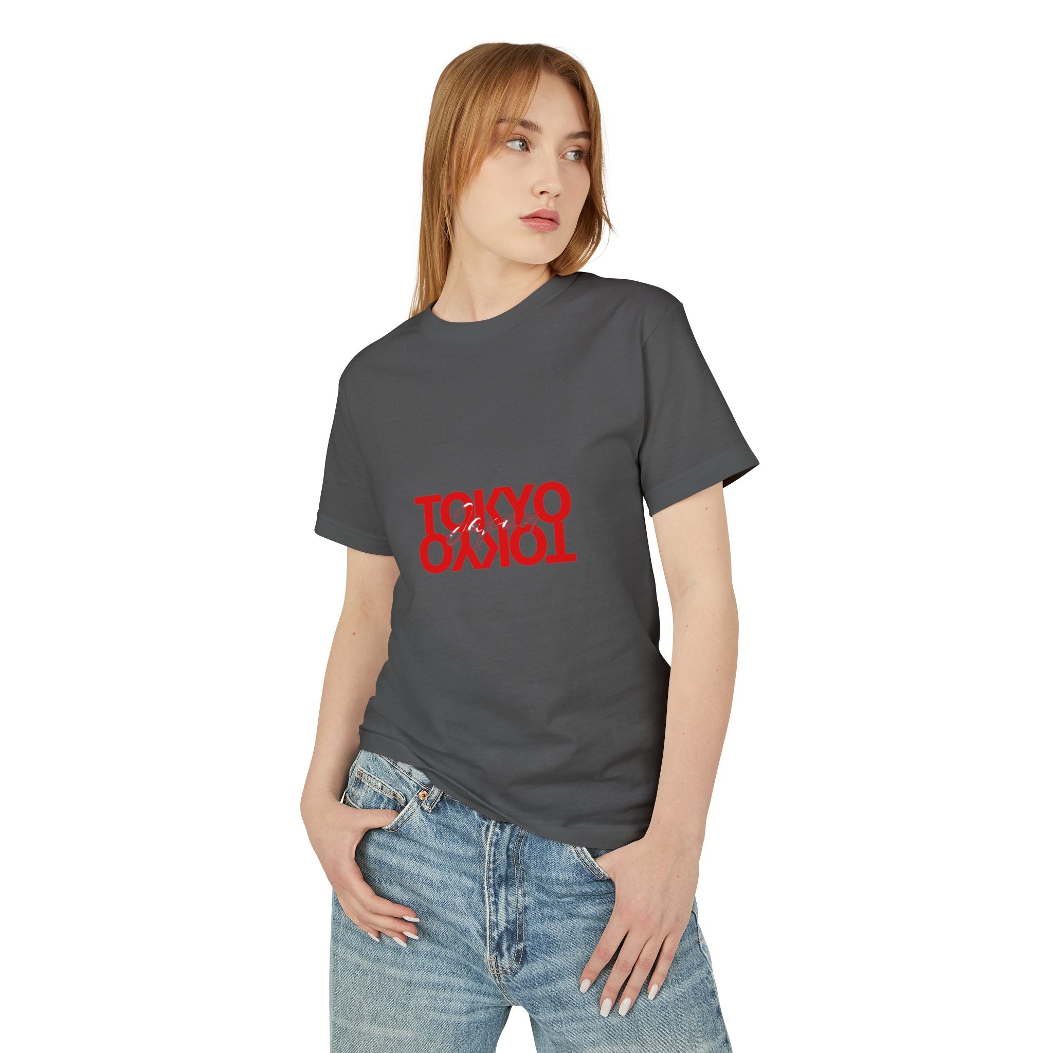 Tokyo Mirror Tee — Cream Cotton T-Shirt with Red Reversed 'TOKYO' Design