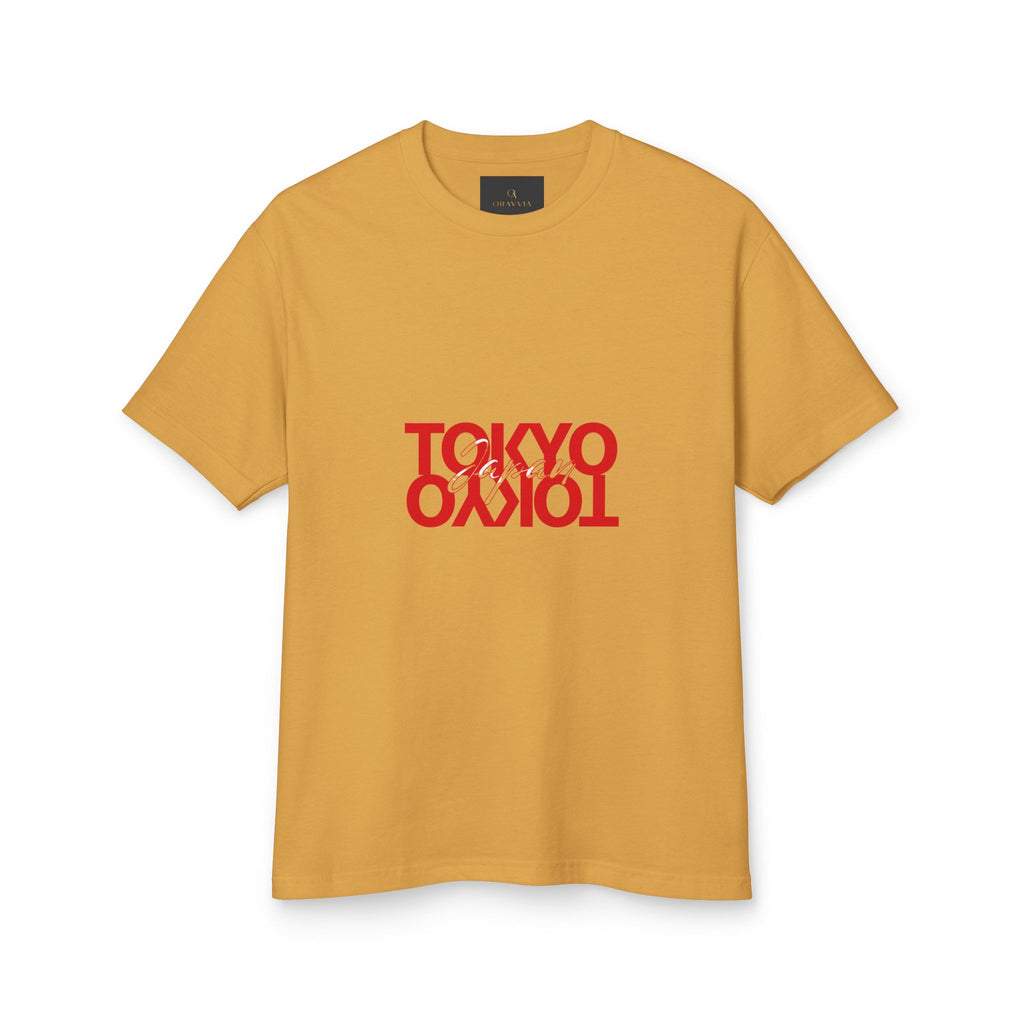 Tokyo Mirror Tee — Cream Cotton T-Shirt with Red Reversed 'TOKYO' Design