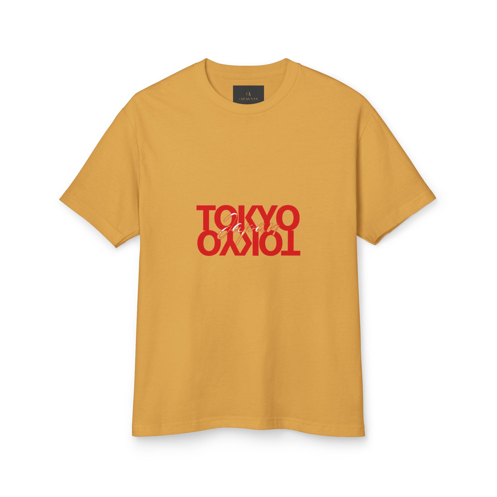 Tokyo Mirror Tee — Cream Cotton T-Shirt with Red Reversed 'TOKYO' Design