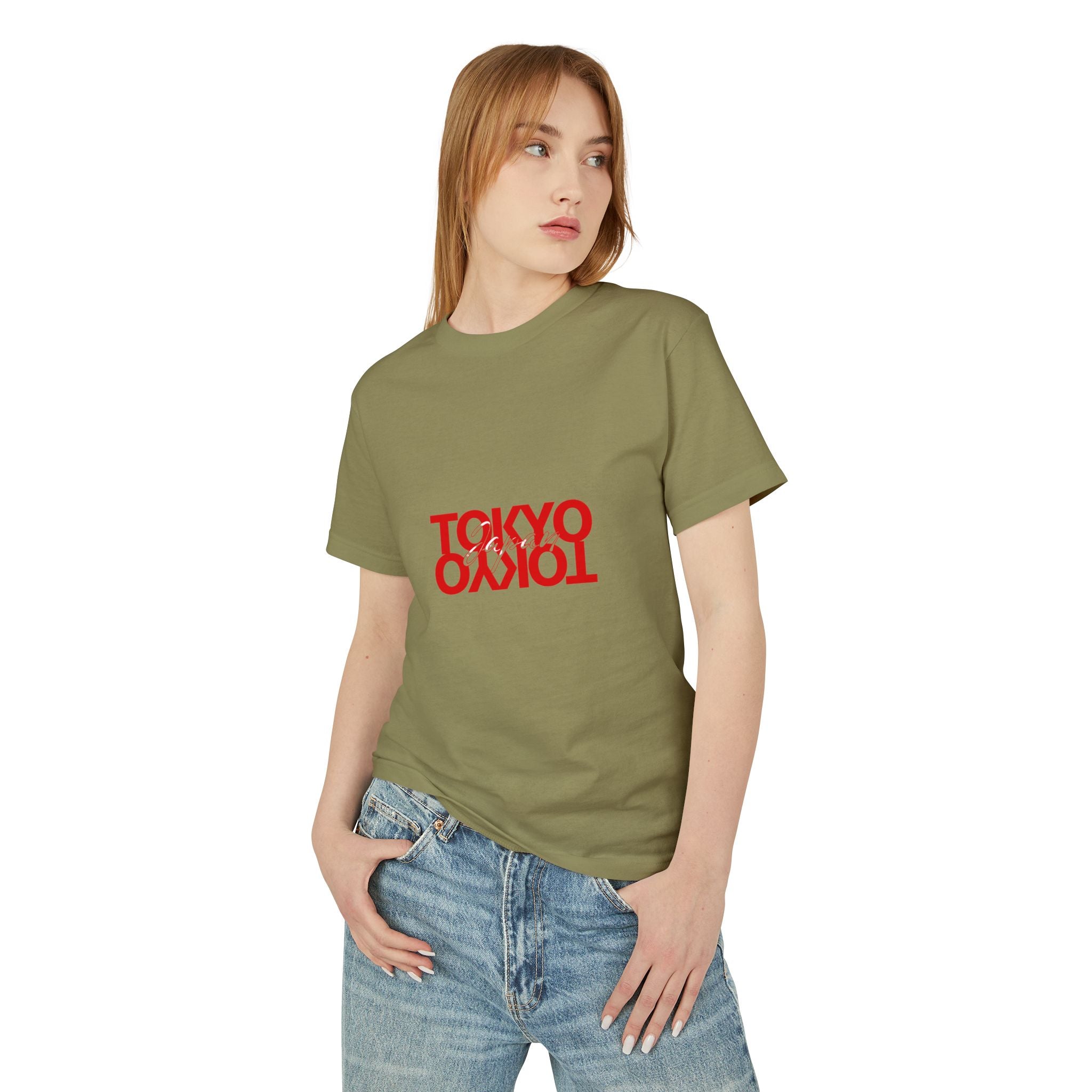 Tokyo Mirror Tee — Cream Cotton T-Shirt with Red Reversed 'TOKYO' Design